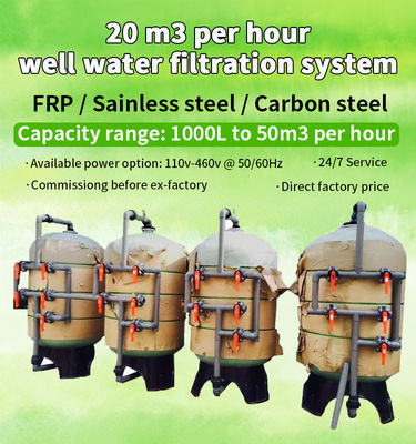 3000L / Jam Besi Filter Air Mangan 110V-460V 60HZ Bahan Baja Karbon